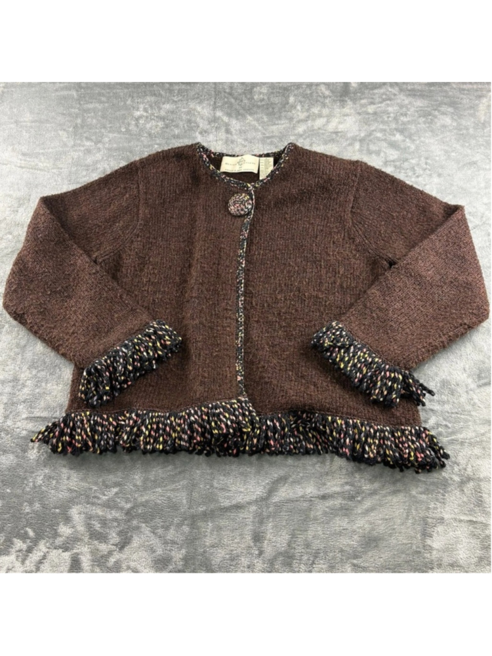 VTG Design Options by Philip & Jane Gordon Sweater Women S Cardigan Knit Brown - Picture 7 of 12